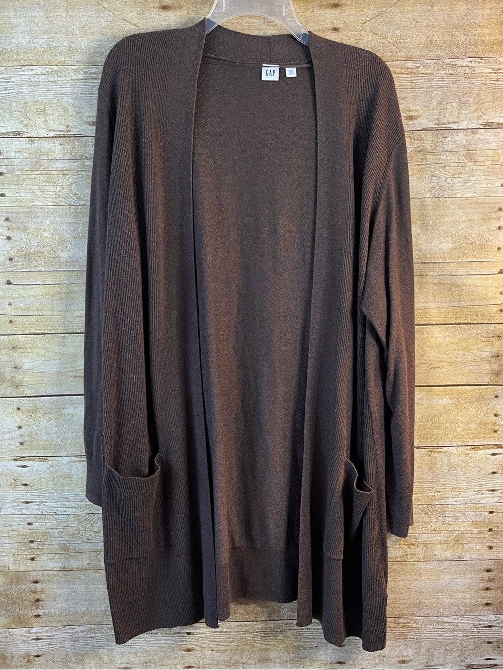 Gap Open-Front Brown Women’s Long Cardigan Sweater EUC Size XXL